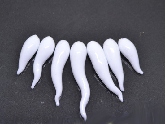 White opaque Lampwork Icicle, Icicle Glass Beads, Christmas beads, Glass Miniature Winter, Icicle pendant, Handmade lampwork, half-drilled