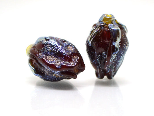 Dark Red rose bud beads, Lampwork Rose Bead, Floral lampwork beads, Focal lampwork beads, Sparkle lampwork, glitter