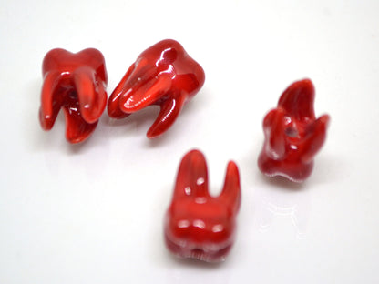 Red tooth beads, Red Molar beads, Glass Root tooth beads, Dentist gift, Dentist surprise,Lampwork beads, Teeth necklace