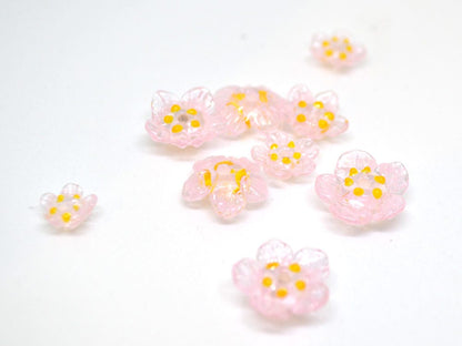 clear pink glass beads artisan lampwork beads set wedding set of beads wedding beads tender glass beads Floral glass beads glass flower bead
