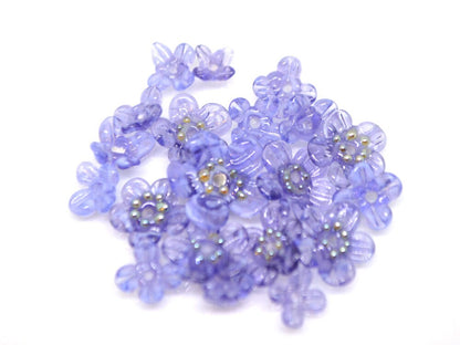 Purple glass beads, Transparent flower beads, Spring flower beads, Floral Bead set, Floral lampwork bead, Mini floral bead, Artisan Lampwork