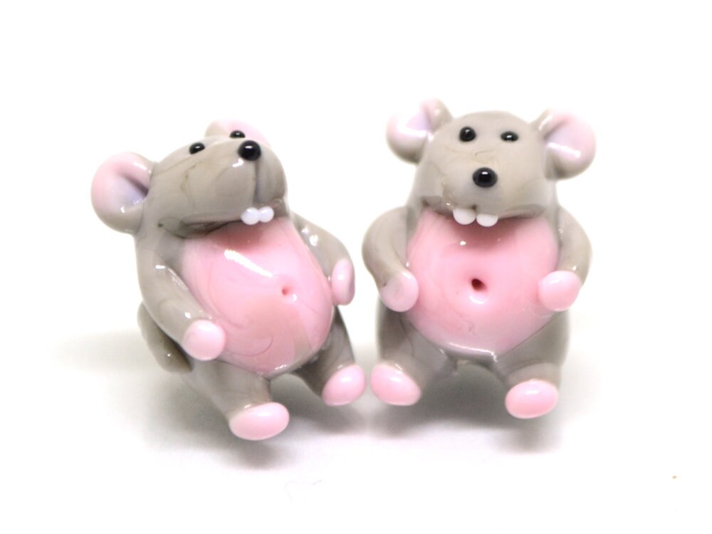 Glass Rat beads, Rat pendant charm, Tiny mouse bead, Jewelry making, Year of the rat, chinese new year, new year gift, Symbol of the year