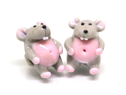 Glass Rat beads, Rat pendant charm, Tiny mouse bead, Jewelry making, Year of the rat, chinese new year, new year gift, Symbol of the year