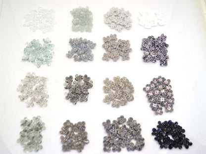 Gray small flower beads, Black cute flowers for headband, White tiny flowers, mini glass flowers, transparent lampwork beads
