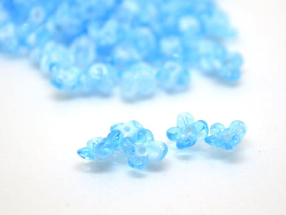 blue flower beads aqua blue sky beads mini flower beads small flower beads something blue tiara crown handmade lampwork beads light blue