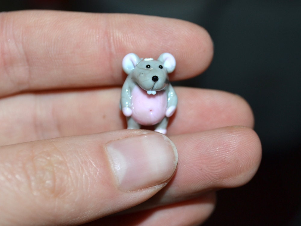 Glass Rat beads, Rat pendant charm, Tiny mouse bead, Jewelry making, Year of the rat, chinese new year, new year gift, Symbol of the year