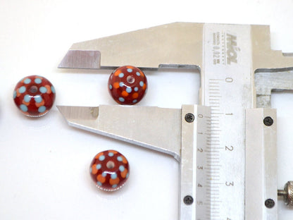 Red dotted beads handmade glass beads lampwork beads polka dot beads murano glass murano beads red polka dot beads dark red beads lampwork