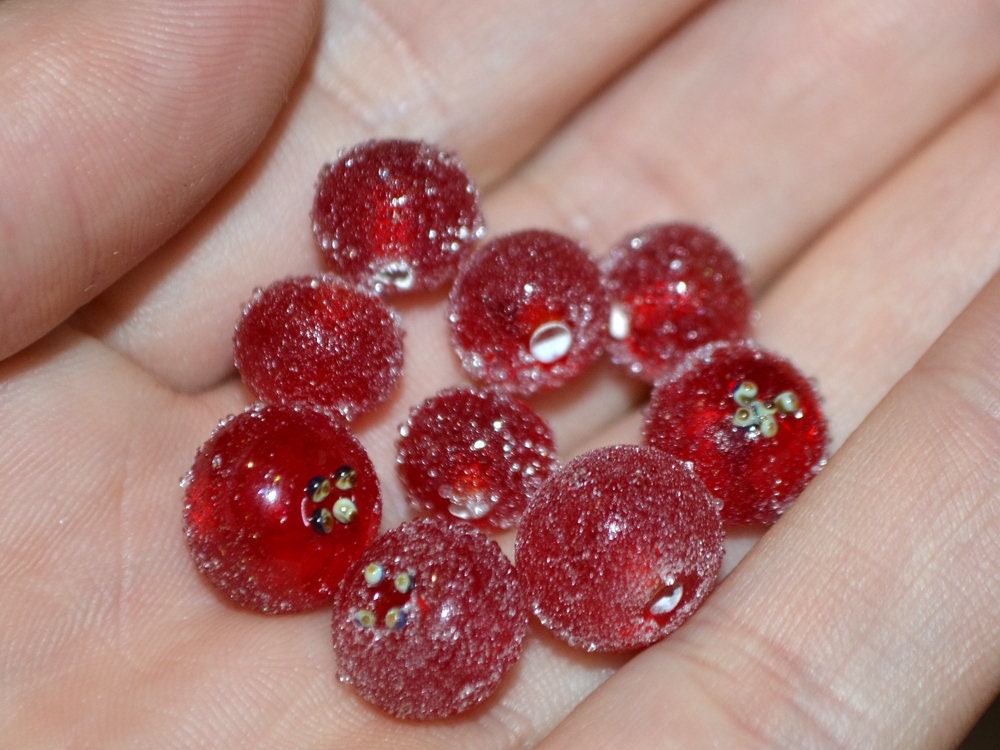 Red frost currant glass beads, Frosted glass berries, Lampwork berry, Lampwork currant, Glass Redcurrant,Lampwork glass beads,Handmade beads