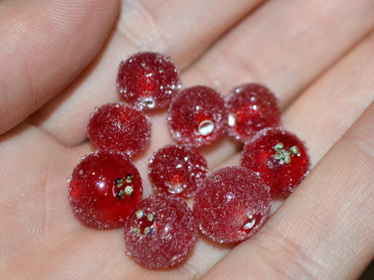 Red frost currant glass beads, Frosted glass berries, Lampwork berry, Lampwork currant, Glass Redcurrant,Lampwork glass beads,Handmade beads
