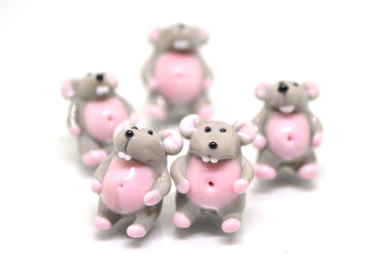 Glass Rat beads, Rat pendant charm, Tiny mouse bead, Jewelry making, Year of the rat, chinese new year, new year gift, Symbol of the year