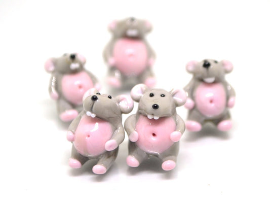 Glass Rat beads, Rat pendant charm, Tiny mouse bead, Jewelry making, Year of the rat, chinese new year, new year gift, Symbol of the year