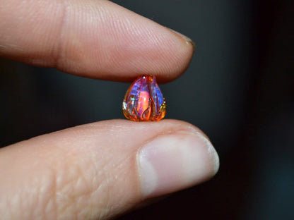 Orange silver flower beads, 7mm glass beads, Small flower beads, Netting pattern beads, Flower glass beads,Tiny glass bead,Artisan lampwork