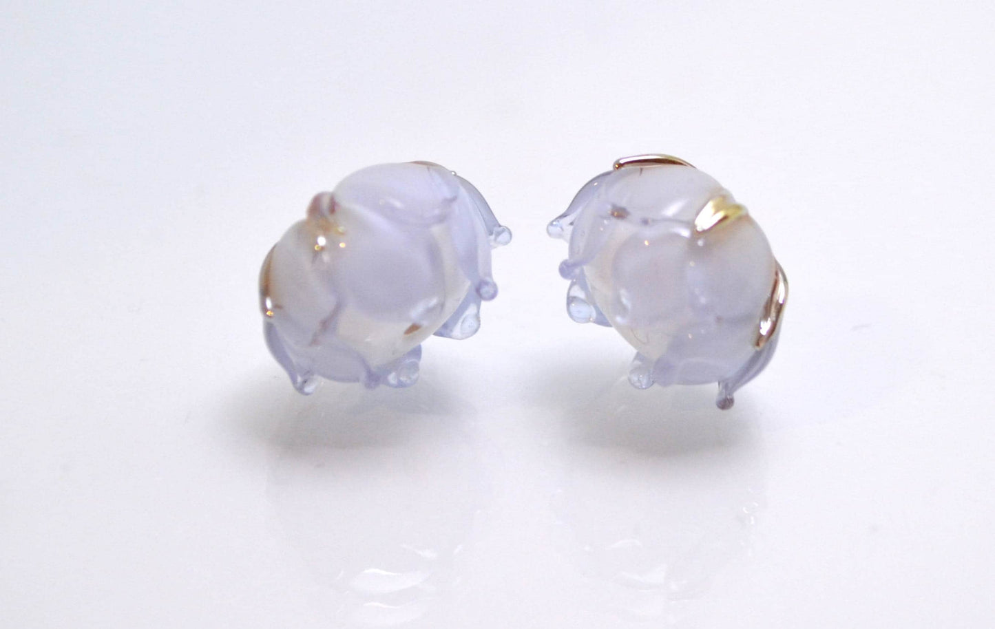 Artisan lampwork bead lilac gold floral wedding jewelry handmade bud flower glass jewelry making set art glass bracelet bead