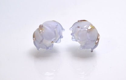 Artisan lampwork bead lilac gold floral wedding jewelry handmade bud flower glass jewelry making set art glass bracelet bead