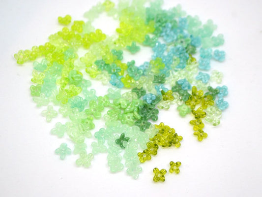 small flower beads green flowers for headband flowers tiara making mini glass flowers green glass flowers transparent frosted lampwork beads