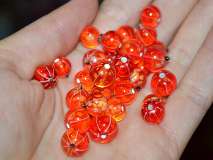 Glass currant beads, Orange lampwork berries, Glass berry, Lampwork currant, Artisan lampwork, Food glass beads, half-drilled beads