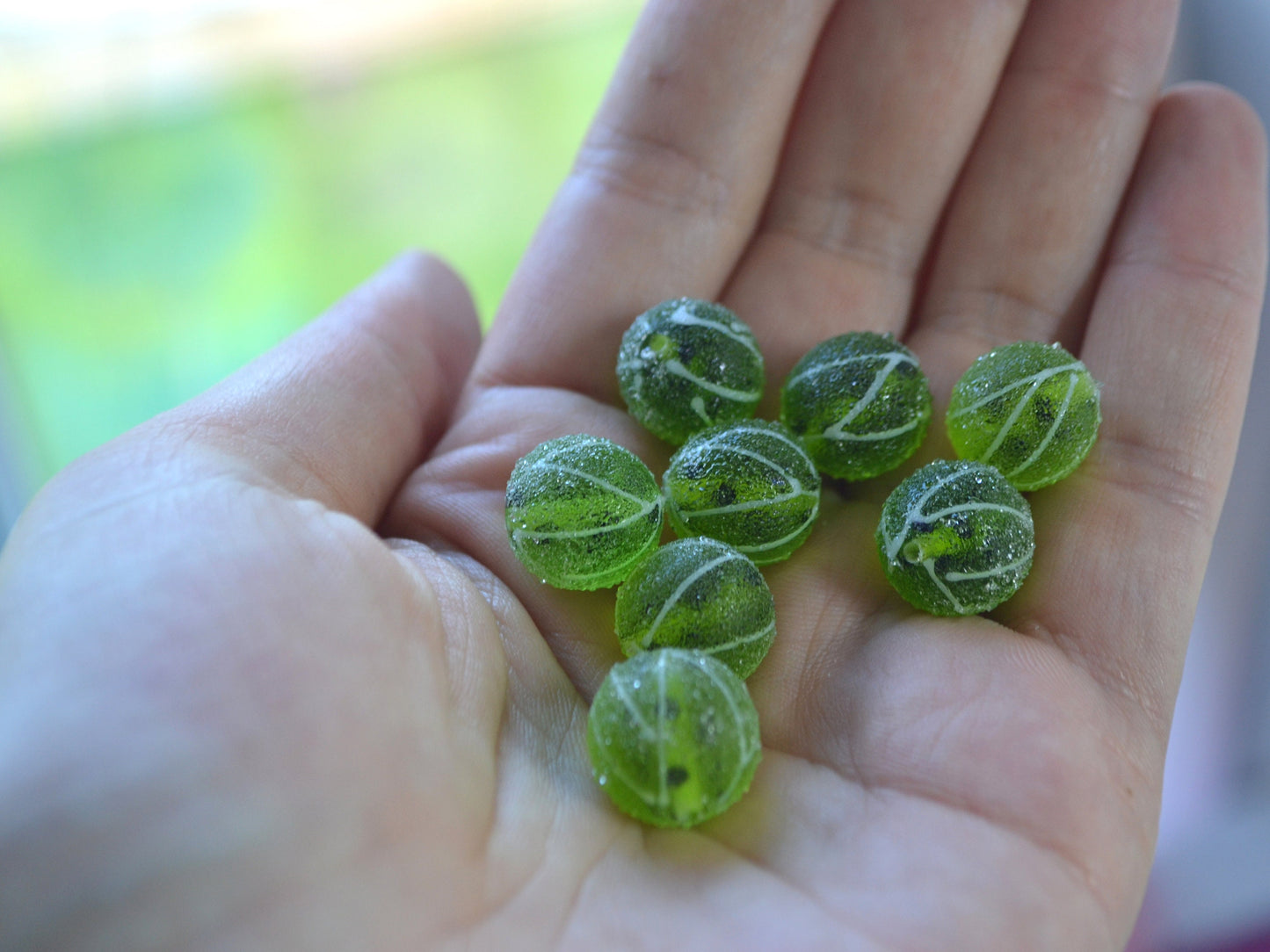 Lampwork gooseberry beads, Green berry beads, Glass berries, Garden berry beads, Glass gooseberry beads, Berry jewelry making