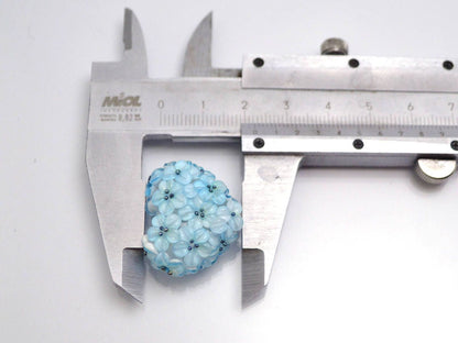 flower lampwork wedding jewelry making heart bead something blue romantic pendant handmade blue flower bead artisan lampwork floral glass