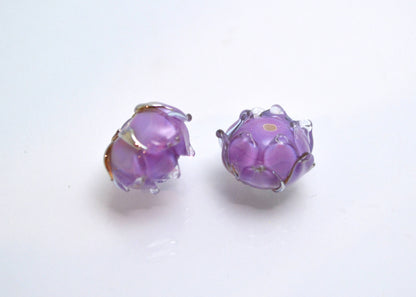 lilac purple jewelry floral making jewelry set art glass bead handmade artisan lampwork earrings brooch necklace ring bud flower lampwork