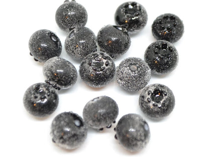 Glass black blueberry, Lampwork berry, Frost glass berries, Lampwork blueberry