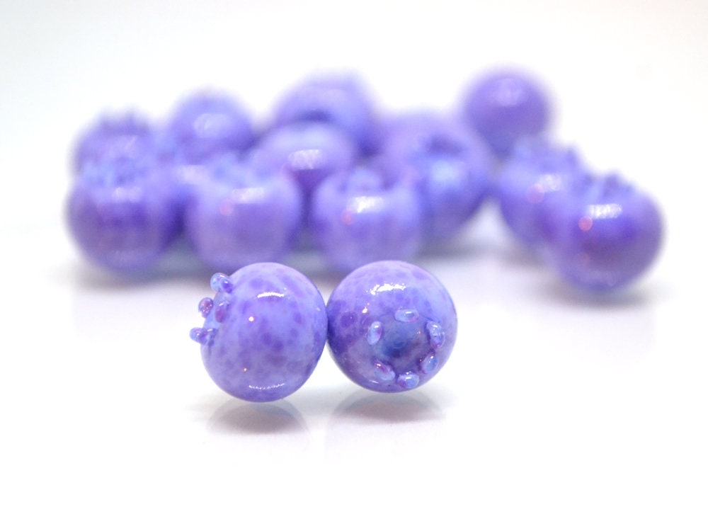 Glass purple blueberry, Lampwork berry, Lavender purple glass berries, Realistic berry