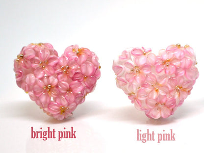 heart flower pendant glass heart pendant set of beads romantic jewelry making 3 heart pendant 3 sisters necklace floral art glass pendant