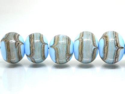Blue venetian glass beads, Sky Blue gold Murano glass beads, Pastel Blue lampwork, Italian glass beads, Ethnic beads, Rondelle bead