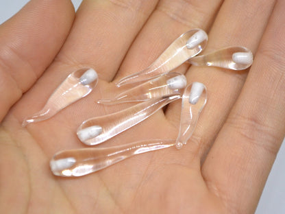 Clear Lampwork Icicle, Handmade lampwork, Icicle Glass Beads, Icicle jewelry, Winter jewelry, Christmas beads, Icicle pendant, half-drilled