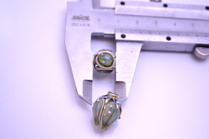 Flower artisan lampwork bead green blue bud handmade glass jewelry making set glass bell  Leaf Beads bracelet necklace pendant wedding