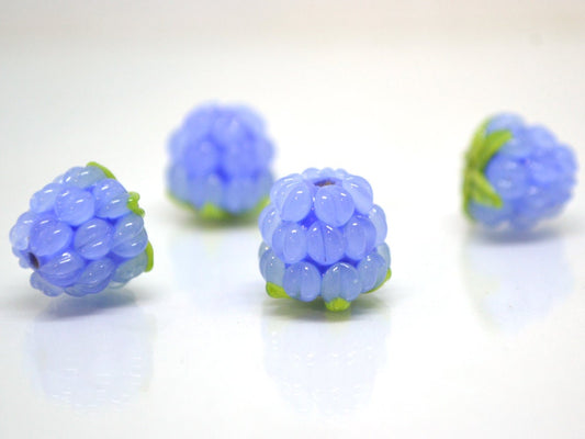 Periwinkle blue lampwork raspberry, Glass berries, Lampwork berry beads, Berry fruit beads, Glass Raspberry, Forrest berry beads
