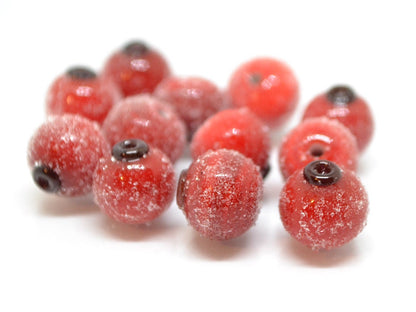 Red currant glass beads, Frost glass berries, Lampwork berry, Lampwork currant, Glass Redcurrant, half drill