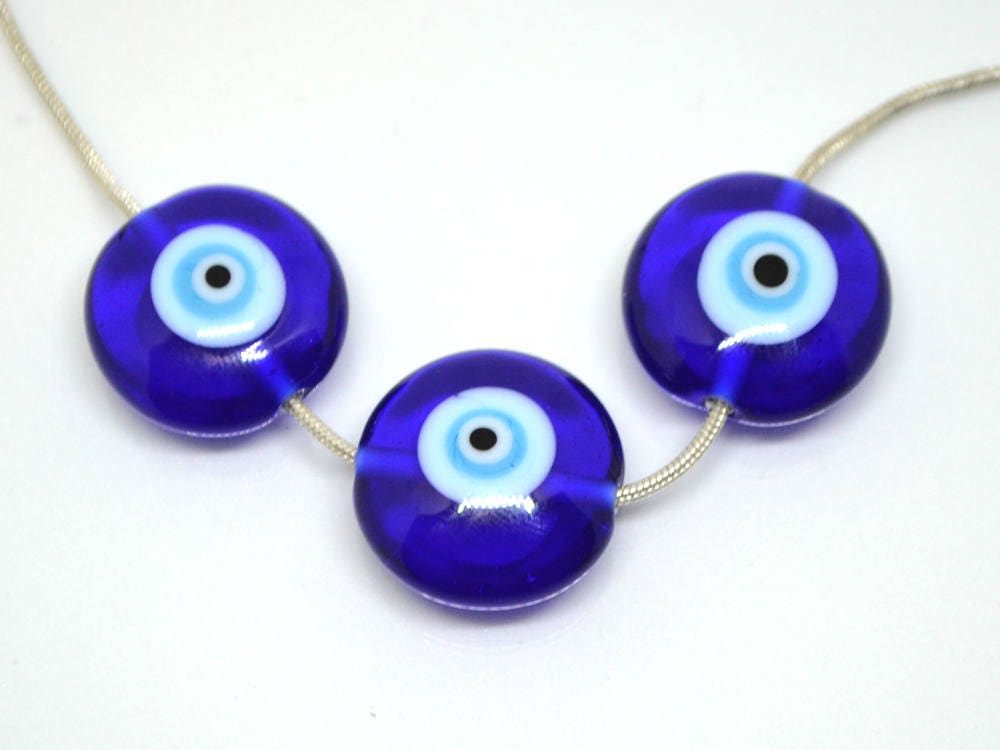 Evil Eye glass Beads protection beads murano glass lentil eye beads lampwork glass art beadwork turkish evil eye protection jewelry blue