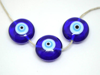 Evil Eye glass Beads protection beads murano glass lentil eye beads lampwork glass art beadwork turkish evil eye protection jewelry blue