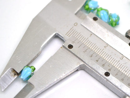Aquamarine blue lampwork beads, Blue green flower beads, 9mm flower beads, Flower bud beads, Artisan lampwork