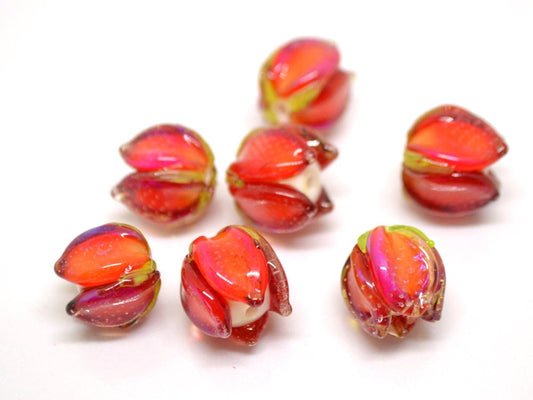 handmade floral beads red tiara making jewellery making jewelry making tiara floral work Floral Accents netting beads murano glass lampwork