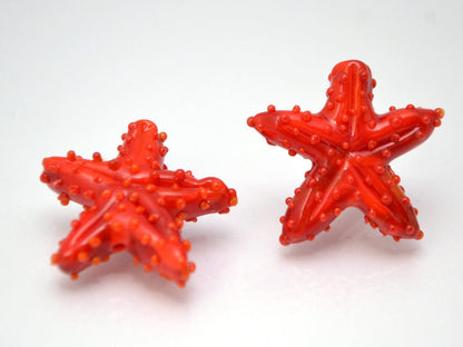Red lampwork starfish Focal bead pendant Murano glass Lampwork ocean Jewelry marine glass beads Kid jewelry Nautical Jewelry making bead