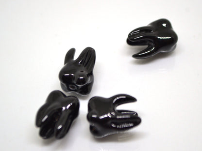 Black Glass tooth beads, Root tooth beads, Molar beads, Dentist gift prank, Teeth beads for jewelry, Lampwork beads, Teeth necklace
