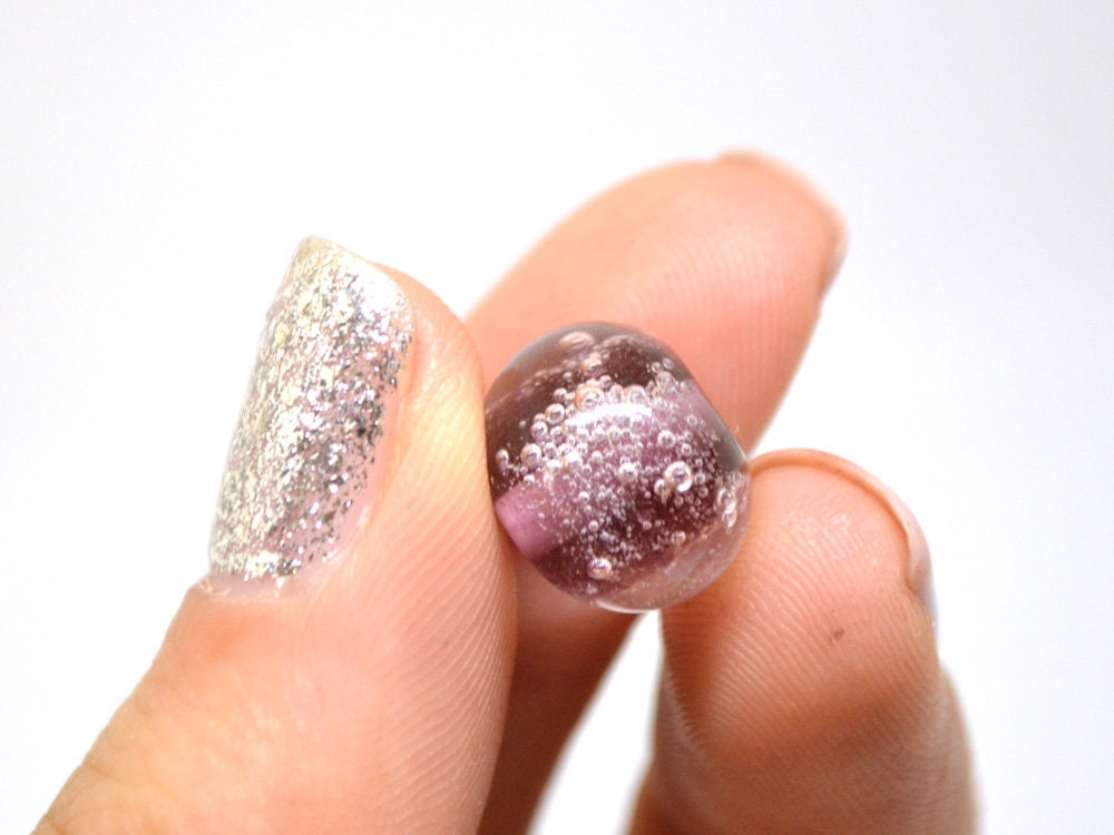 Purple handmade glass bubble beads, Artisan lampwork bead set, Purple lampwork beads, Beads for bracelet, Glass bead, Jewelry beads Lampwork