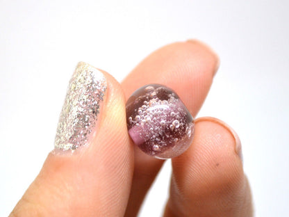 Purple handmade glass bubble beads, Artisan lampwork bead set, Purple lampwork beads, Beads for bracelet, Glass bead, Jewelry beads Lampwork