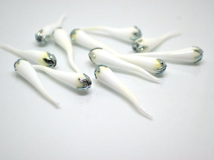 White silver chili peppers, Lampwork chili beads, Lampwork vegetables, White Vegetable, hot chili, Vegetable pendant, Handmade lampwork