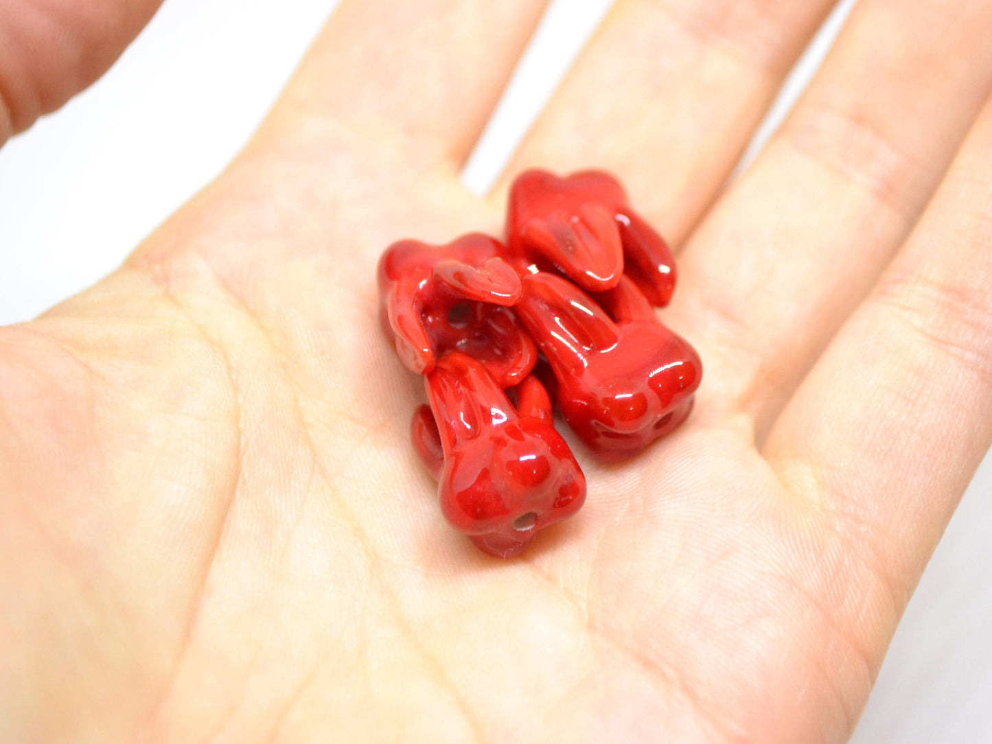 Red tooth beads, Red Molar beads, Glass Root tooth beads, Dentist gift, Dentist surprise,Lampwork beads, Teeth necklace