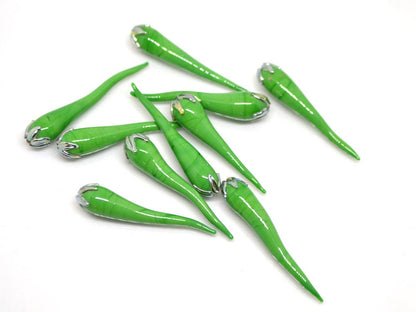 Green chili peppers, Lampwork chile beads, Vegetable beads, Lampwork vegetables, Vegetable jewelry, Vegetable garden, vegetable pendant
