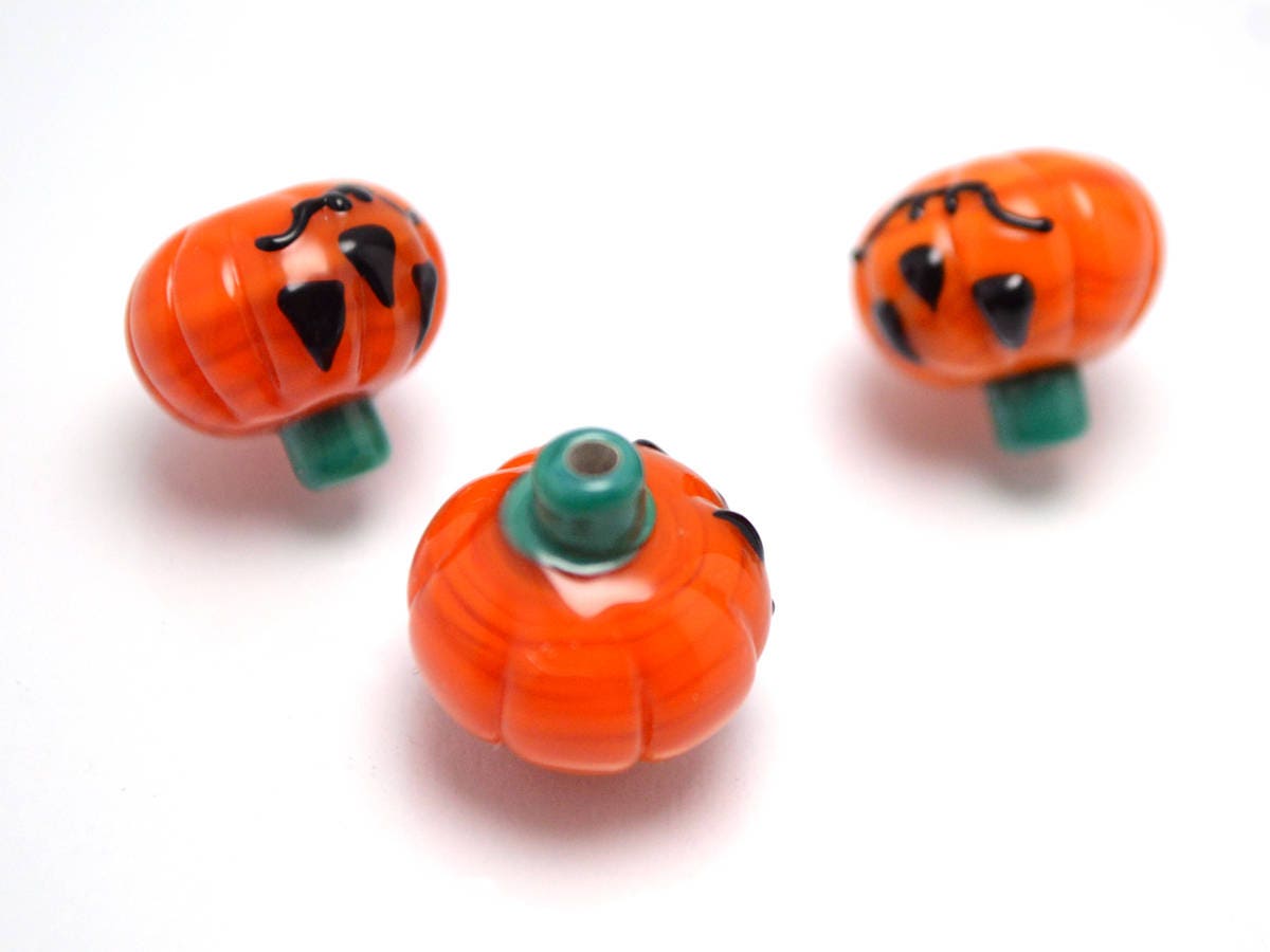 helloween glass pumpkin orange beads artisan lampwork jewelry making set handmade halloween pumpkin mask jewelry cute earrings pendant