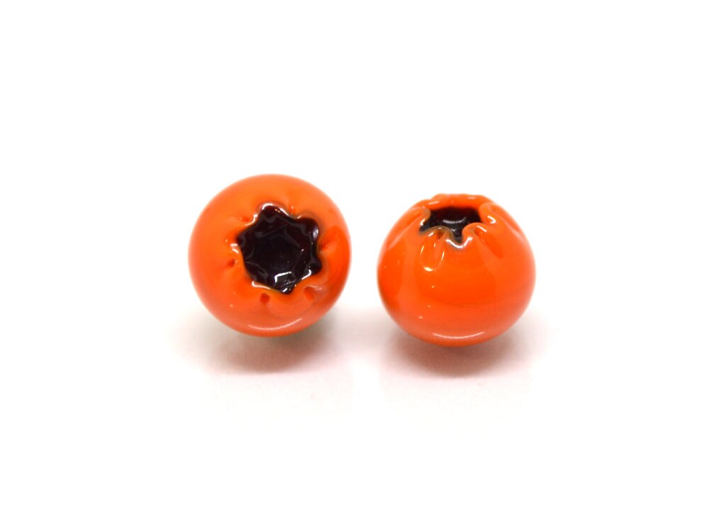 Orange lingonberry glass beads, Glass orange whortleberry, Orange glass huckleberry, Winter berry, Lampwork berry, Lampwork cowberry