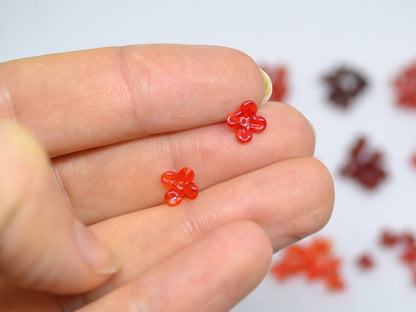 Red small flower beads, 14 shades of red flowers for headband, Red tiny flowers for tiara making, mini glass flower, transparent small beads