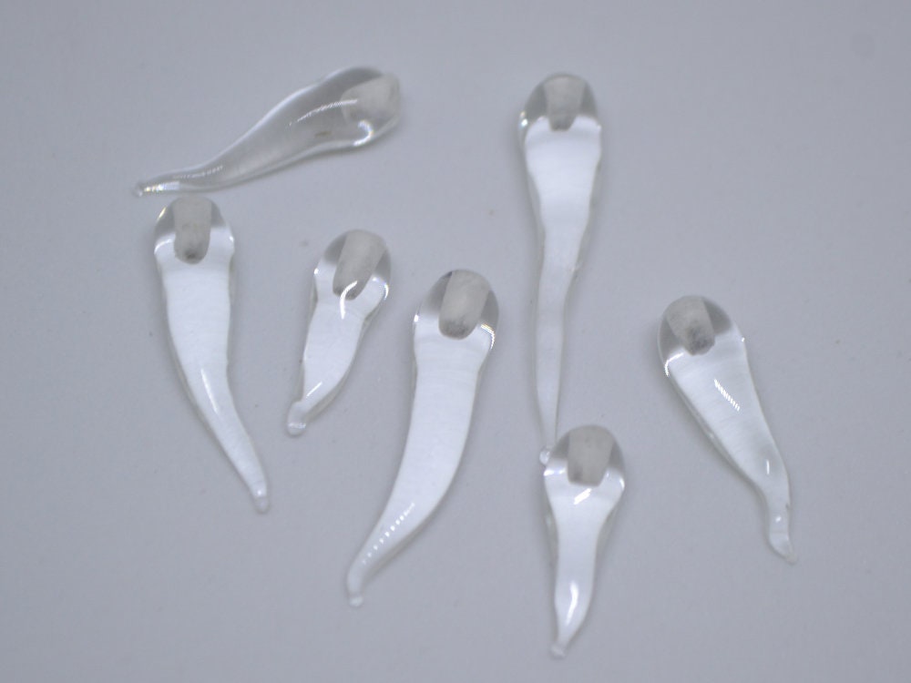 Clear Lampwork Icicle, Handmade lampwork, Icicle Glass Beads, Icicle jewelry, Winter jewelry, Christmas beads, Icicle pendant, half-drilled