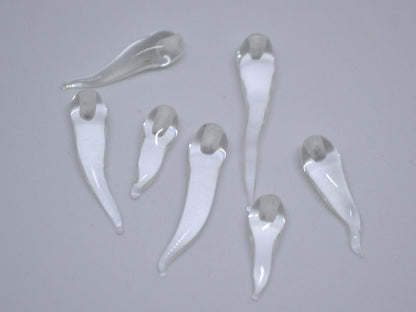 Clear Lampwork Icicle, Handmade lampwork, Icicle Glass Beads, Icicle jewelry, Winter jewelry, Christmas beads, Icicle pendant, half-drilled