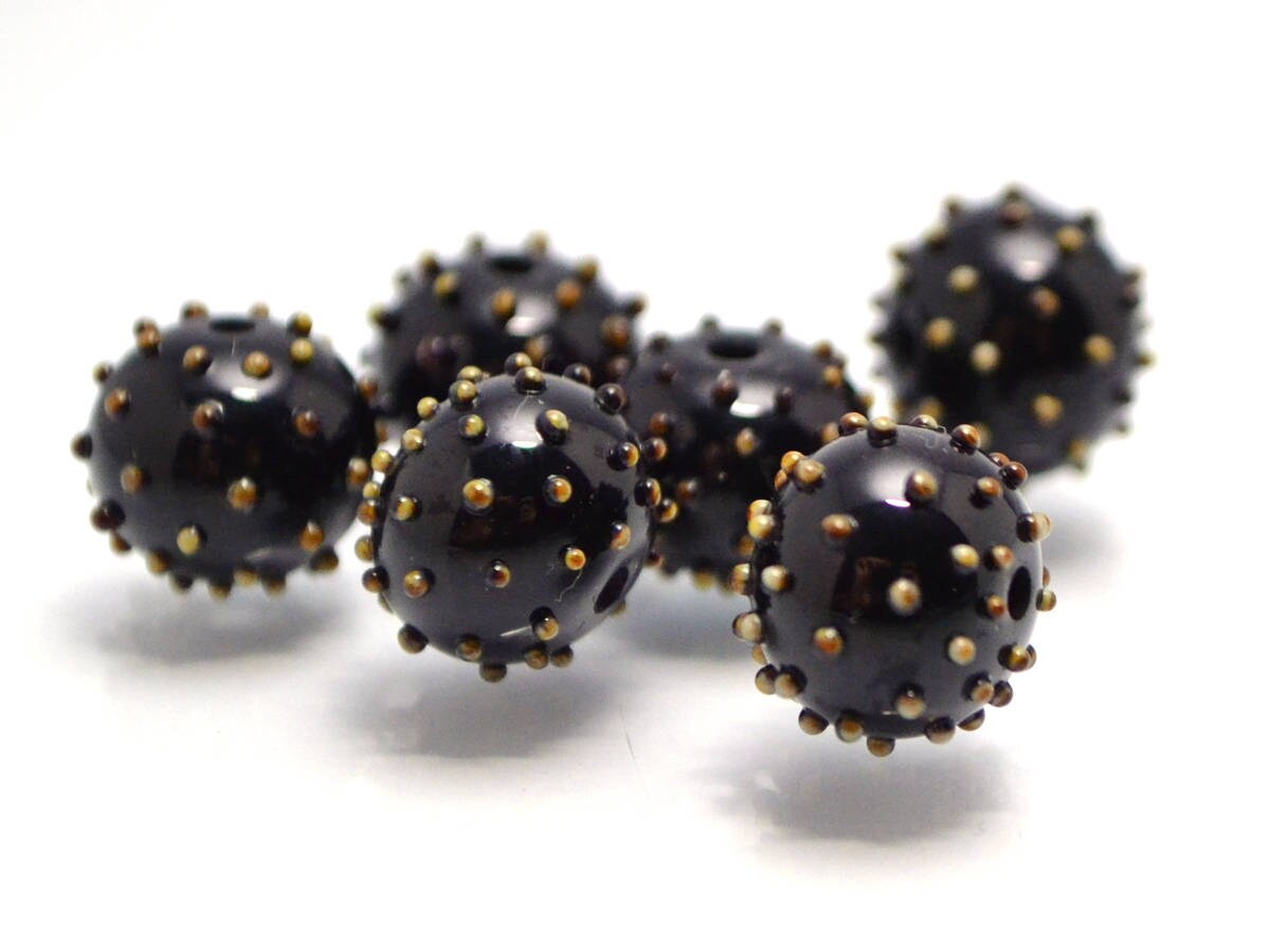 lampwork bead set Red flower glass bead  Floral Lampwork seed box bead artisan lampwork handmade red black bead jewelry making