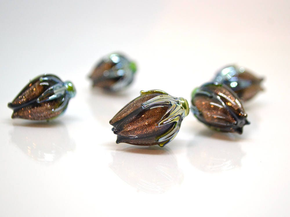 aventurine beads gold glass beads gold sand gold beads floral lampwork handmade beads gold glass pendant gold glitter beads flower pendant