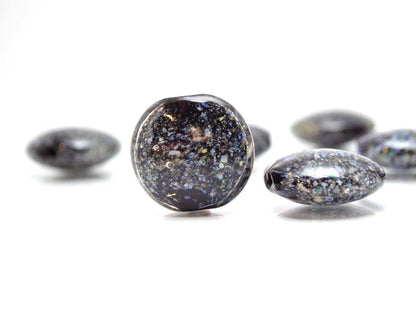 space glass beads jewelry making set beads lampwork handmade artisan lampwork lentils blue black glass beads stardust necklace beads set